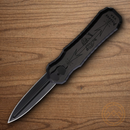 Piranha Knives Auto Excalibur Tactical Folding Knife 3.25" 154CM Steel Blade Black Aluminum Handle.