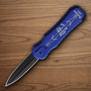 Piranha Knives Auto Excalibur Tactical Folding Knife 3.25" 154CM Steel Blade Blue Aluminum Handle