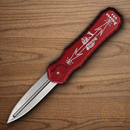Piranha KnivesAuto Excalibur Tactical Folding Knife 3.25" 154CM Steel Blade Red Aluminum Handle
