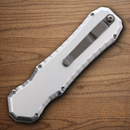 Piranha Knives Auto Excalibur Folding Knife 3.25" 154CM Steel Blade Silver Aluminum Handle