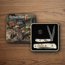 Remington Turkey Tin Collector Gift Set Pocket Knife Stainless Steel Blades Bone