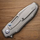 REMETTE TwoFace Folding Knife 3″ Bohler M390 Steel Blade Gray Titanium Handle