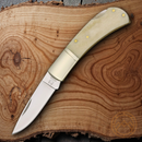 Rough Ryder Lockback Folding Knife 2.63" 440 Steel Blade White Smooth Bone Handle.