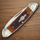 Rough Ryder Canoe Pocket Knife Stainless Steel Blades Amber Bone Handle