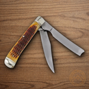 Rough Ryder Razor Trapper Pocket Knife Stainless Steel Blades Amber Bone Handle