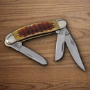 Rough Ryder Sowbelly Stockman  Pocket Knife Stainless Steel Blades Amber Bone Handle