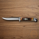 Rough Ryder Small Hunter Fixed Knife 3.13" Blade Amber Jiggel Bone Handle