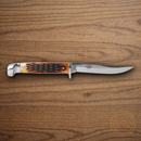 Rough Ryder Small Hunter Fixed Knife 3.13" Blade Amber Jiggel Bone Handle