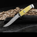 Rough Ryder Small Hunter Fixed Knife 3.13" 440 Steel Blade Yellow Delrin Handle