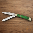 Rough Ryder Trapper Pocket Knife 440 Steel Blade Green Bone Handle