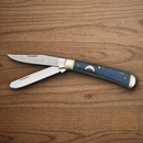 Rough Ryder Trapper Pocket Knife 440 Steel Blade Blue Bone Handle