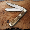Rough Ryder Trapper Pocket Knife Carbon Steel Clip And Spey Blades Bone Handle