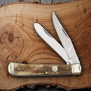 Rough Ryder Trapper Pocket Knife Carbon Steel Clip And Spey Blades Bone Handle