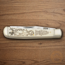 Rough Ryder Minute Man Trapper Pocket Knife Stainless Steel Blades White Bone Handle.