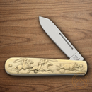 Rough Ryder Cowboy Folding Knife Stainless Steel Blade Brass Handle