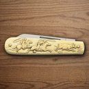 Rough Ryder Cowboy Folding Knife Stainless Steel Blade Brass Handle