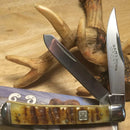 Rough Ryder Trapper Pocket Knife Stainless Steel Blades Ram's Horn Handle