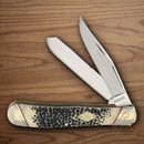 Rough Ryder Trapper Pocket Knife Stainless Steel Blades Buckshot Bone Handle.