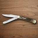 Rough Ryder Trapper Pocket Knife Stainless Steel Blades Deer Stag Handle