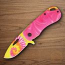 Rough Ryder Pink Tie Dye Folding Knife 2.25" Multi Coated Blade Pink Polypropylene Handle