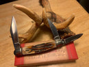 Rough Ryder Whittler Pocket Knife Stainless Steel Blades Stag Bone Handle