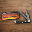 Rough Ryder Trapper Pocket Knife Carbon Steel Blades Black G10 Handle