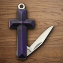 Rough Ryder Cross Folding Knife Stainless Steel Blade Purple Bone Handle