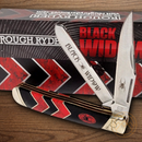 Rough Ryder Black Widow Trapper Pocket Knife 440 Steel Blades Red/Black Synthetic Handle