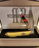 Rough Ryder Trapper Classic Pocket Knife Carbon Steel Blade Yellow Synthetic Handle