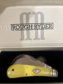 Rough Ryder Hawkbill Folding Knife Carbon Steel Blade Yellow Synthetic Handle