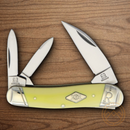 Rough Ryder SwayBack Pocket Knife Carbon Steel Blades Yellow Synthetic Handle