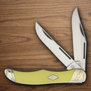 Rough Ryder Hunter Pocket Knife Carbon Steel Blades Yellow Synthetic Handle