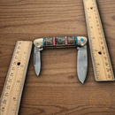 Rough Ryder Old Southwest Canoe Pocket Knife Stainless Steel Blades Blue/Red Stone Handle.
