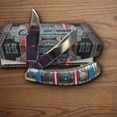 Rough Ryder Old Southwest Trapper Pocket Knife Stainless Steel Blades Blue/Red Stone Handle.