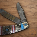 Rough Ryder Old Southwest Trapper Pocket Knife Stainless Steel Blades Blue/Red Stone Handle.