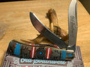 Rough Ryder Old Southwest Pocket Knife Stainless Steel Blades Blue/Red Stone Handle.