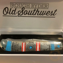 Rough Ryder Old Southwest Pocket Knife Stainless Steel Blades Blue/Red Stone Handle.