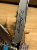 Rough Ryder Old Southwest Pocket Knife Stainless Steel Blades Blue/Red Stone Handle.