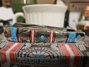 Rough Ryder Old Southwest Trapper Pocket Knife Stainless Steel Blades Blue/Red Stone Handle.