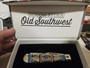 Rough Ryder Old Southwest Trapper Pocket Knife Stainless Steel Blades Blue/Red Stone Handle.