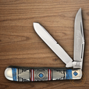 Rough Ryder Old Southwest Trapper Pocket Knife Stainless Steel Blades Blue/Red Stone Handle.