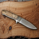 Rough Ryder Hunter Fixed Knife 3.88" Stainless Steel Blade Brown Wood Handle.