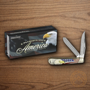 Rough Ryder America Trapper Pocket Knife Stainless Steel Blade Natural Bone Handle.