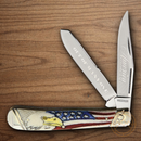 Rough Ryder America Trapper Pocket Knife Stainless Steel Blade Natural Bone Handle.