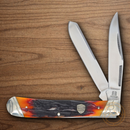 Rough Ryder Trapper Pocket Knife Stainless Steel Blade Brown Stag Bone Handle.