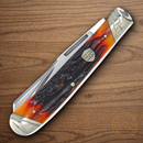 Rough Ryder Trapper Pocket Knife Stainless Steel Blade Brown Stag Bone Handle.