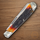 Rough Ryder Trapper Pocket Knife Stainless Steel Blade Brown Stag Bone Handle.