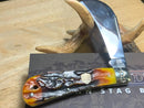 Rough Ryder Hawkbill Folding Knife Stainless Steel Blade Brown Stag Bone Handle.
