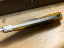 Rough Ryder Hawkbill Folding Knife Stainless Steel Blade Brown Stag Bone Handle.