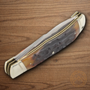 Rough Ryder Jumbo Trapper Pocket Knife Stainless Steel Blades Brown Stag Bone Handle.